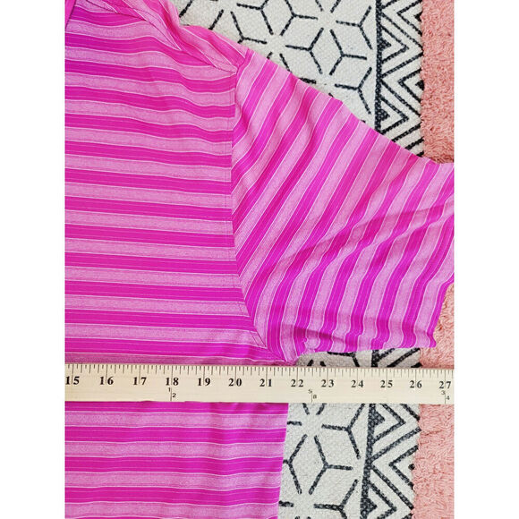 FOOTJOY STRIPED OMBRE PINK SHORT SLEEVE POLO, SZ MEDIUM - Picture 12 of 15